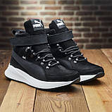 Спортивні Високі Зимові чоловічі черевики зима, Черевики замшеві з хутром на товстій підошві *Р-73 чор/б*, фото 6