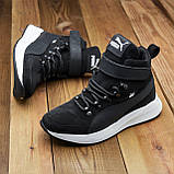 Спортивні Високі Зимові чоловічі черевики зима, Черевики замшеві з хутром на товстій підошві *Р-73 чор/б*, фото 7