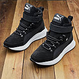 Спортивні Високі Зимові чоловічі черевики зима, Черевики замшеві з хутром на товстій підошві *Р-73 чор/б*, фото 8
