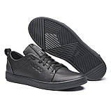 Чоловічі повсякденні стильні молодіжні кеди чорні, Класичні чоловічі шкіряні кеди демісезонні *302/1*, фото 6