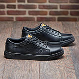 Чоловічі повсякденні стильні молодіжні кеди чорні, Класичні чоловічі шкіряні кеди демісезонні *e-1/4*, фото 5