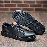 Чоловічі повсякденні стильні молодіжні кеди чорні, Класичні чоловічі шкіряні кеди демісезонні *e-1/4*, фото 7