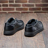 Чоловічі повсякденні стильні молодіжні кеди чорні, Класичні чоловічі шкіряні кеди демісезонні *e-1/4*, фото 8