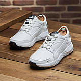 Шкіряні кросівки осінь-весна з натуральної шкіри, спортивні чоловічі осінні кросівки білі *030/П-біл*, фото 3