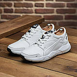Шкіряні кросівки осінь-весна з натуральної шкіри, спортивні чоловічі осінні кросівки білі *030/П-біл*, фото 6