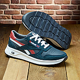 Чоловічі осінні Кросівки сині Reebok, Шкіряні кросівки осінь-весна з натуральної шкіри *R 51 син кожа*, фото 3