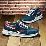 Чоловічі осінні Кросівки сині Reebok, Шкіряні кросівки осінь-весна з натуральної шкіри *R 51 син кожа*, фото 4