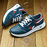 Чоловічі осінні Кросівки сині Reebok, Шкіряні кросівки осінь-весна з натуральної шкіри *R 51 син кожа*, фото 6