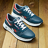 Чоловічі осінні Кросівки сині Reebok, Шкіряні кросівки осінь-весна з натуральної шкіри *R 51 син кожа*, фото 9