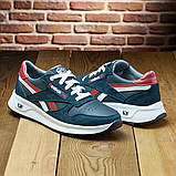 Чоловічі осінні Кросівки сині Reebok, Шкіряні кросівки осінь-весна з натуральної шкіри *R 51 син кожа*, фото 10