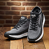 Зимові чоловічі шкіряні кросівки на хутрі nike, кросівки з хутром натуральні и с мехом натуральные *102-ч/сер 51( ч/с)*, фото 2