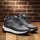 Зимові чоловічі шкіряні кросівки на хутрі nike, кросівки з хутром натуральні и с мехом натуральные *102-ч/сер 51( ч/с)*, фото 3