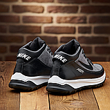 Зимові чоловічі шкіряні кросівки на хутрі nike, кросівки з хутром натуральні и с мехом натуральные *102-ч/сер 51( ч/с)*, фото 6