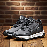 Зимові чоловічі шкіряні кросівки на хутрі nike, кросівки з хутром натуральні и с мехом натуральные *102-ч/сер 51( ч/с)*, фото 7