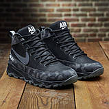 Чорні зимові чоловічі шкіряні кросівки на хутрі nike, кросівки з хутром натуральні *109-чор*, фото 2