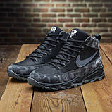 Чорні зимові чоловічі шкіряні кросівки на хутрі nike, кросівки з хутром натуральні *109-чор*, фото 5