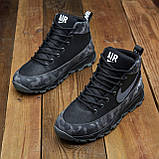 Чорні зимові чоловічі шкіряні кросівки на хутрі nike, кросівки з хутром натуральні *109-чор*, фото 6