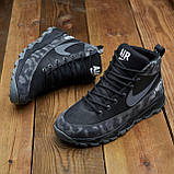 Чорні зимові чоловічі шкіряні кросівки на хутрі nike, кросівки з хутром натуральні *109-чор*, фото 7