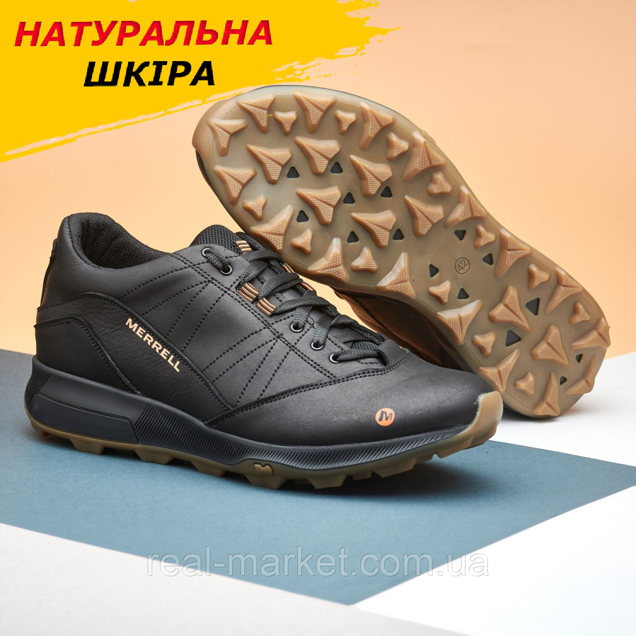 Вуличні кросівки шкіряні мерли чоловічі чорні з натуральної шкіри осінь *М-05 черн*