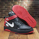 Чорні зимові чоловічі шкіряні високі кросівки на хутрі nike з натуральної шкіри *104-чор-кр (Б01-06/18)*, фото 2