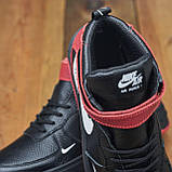 Чорні зимові чоловічі шкіряні високі кросівки на хутрі nike з натуральної шкіри *104-чор-кр (Б01-06/18)*, фото 4