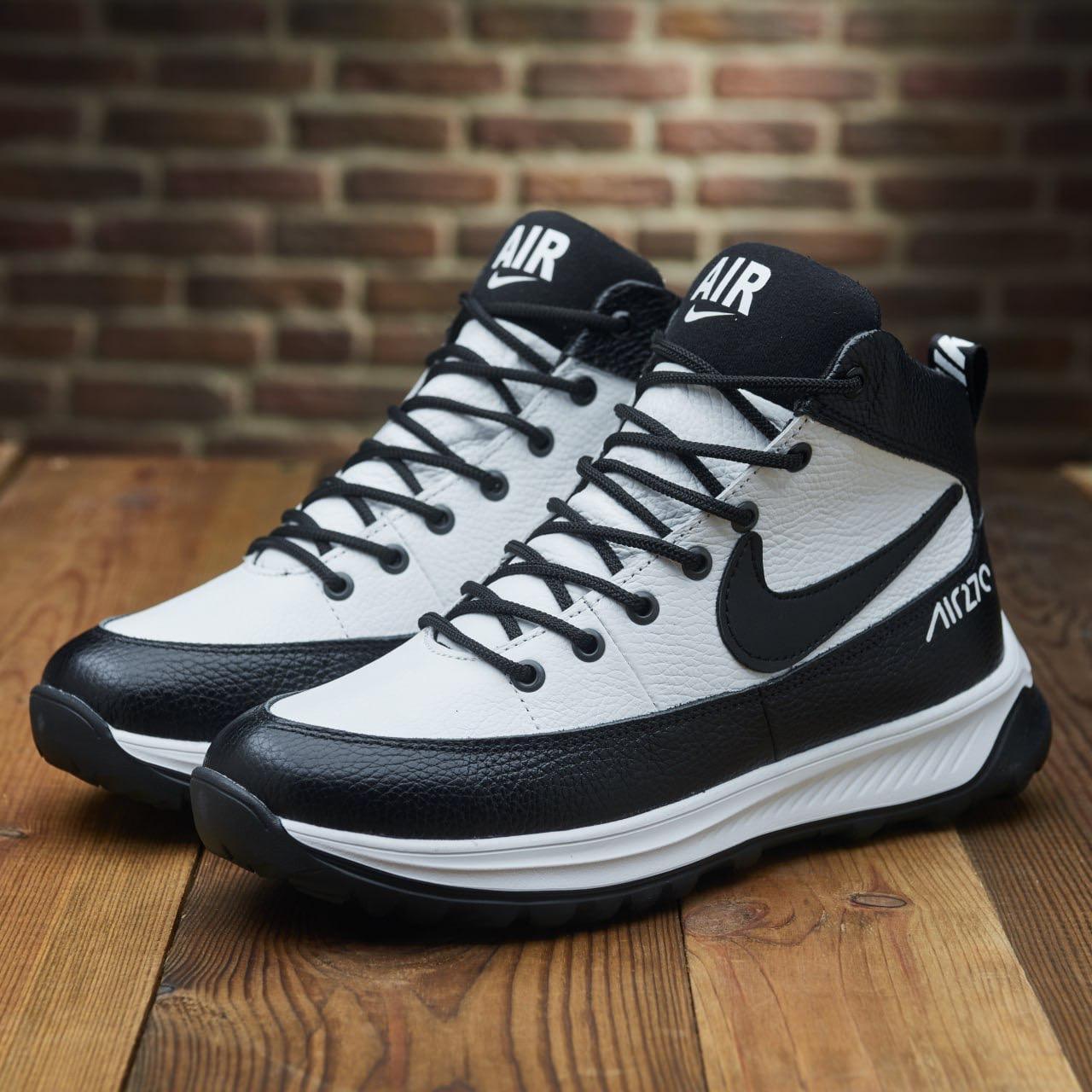 Високі шкіряні зимові кросівки nike чоловічі натуральні з хутром *105-б/чор (51ч/б)*, фото 1