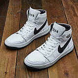 Високі шкіряні зимові білі кросівки nike чоловічі натуральні з хутром *0213/100- біл*, фото 3
