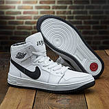 Високі шкіряні зимові білі кросівки nike чоловічі натуральні з хутром *0213/100- біл*, фото 5