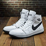 Високі шкіряні зимові білі кросівки nike чоловічі натуральні з хутром *0213/100- біл*, фото 6