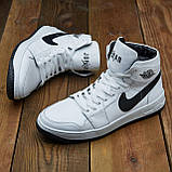 Високі шкіряні зимові білі кросівки nike чоловічі натуральні з хутром *0213/100- біл*, фото 2