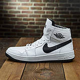 Високі шкіряні зимові білі кросівки nike чоловічі натуральні з хутром *0213/100- біл*, фото 7