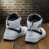 Високі шкіряні зимові білі кросівки nike чоловічі натуральні з хутром *0213/100- біл*, фото 8