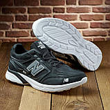 Чоловічі чорні кросівки зі шкіри, шкіряні осінні кросівки демісезон осінь-весна *NВ 5 черн . КОЖА*, фото 3