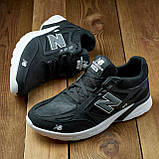 Чоловічі чорні кросівки зі шкіри, шкіряні осінні кросівки демісезон осінь-весна *NВ 5 черн . КОЖА*, фото 6