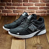 Чоловічі чорні кросівки зі шкіри, шкіряні осінні кросівки демісезон осінь-весна *NВ 5 черн . КОЖА*, фото 7