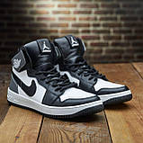 Зимові шкіряні кросівки на хутрі nike, високі кросівки чоловічі натуральні з хутром *0213/170 ч/с*, фото 2