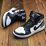 Зимові шкіряні кросівки на хутрі nike, високі кросівки чоловічі натуральні з хутром *0213/170 ч/с*, фото 4