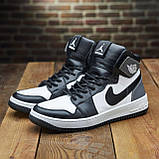 Зимові шкіряні кросівки на хутрі nike, високі кросівки чоловічі натуральні з хутром *0213/170 ч/с*, фото 5