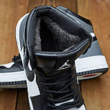 Зимові шкіряні кросівки на хутрі nike, високі кросівки чоловічі натуральні з хутром *0213/170 ч/с*, фото 6