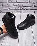 Високі шкіряні чорні зимові кросівки на хутрі, Чоловічі кросівки з хутром *Р1-1*, фото 2