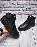 Високі шкіряні чорні зимові кросівки на хутрі, Чоловічі кросівки з хутром *Р1-1*, фото 5