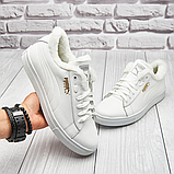 Шкіряні теплі білі зимові кеди чоловічі на хутрі *Р10М-3*, фото 3