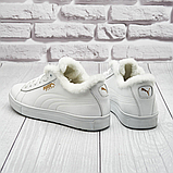 Шкіряні теплі білі зимові кеди чоловічі на хутрі *Р10М-3*, фото 7