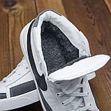 Зимові білі чоловічі високі шкіряні кросівки на хутрі nike *Nk-ч/б*, фото 3