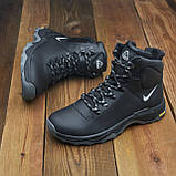 Чорні зимові чоловічі високі шкіряні кросівки на хутрі nike *В-16 чорн*, фото 4