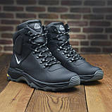 Чорні зимові чоловічі високі шкіряні кросівки на хутрі nike *В-16 чорн*, фото 6