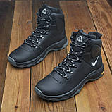 Чорні зимові чоловічі високі шкіряні кросівки на хутрі nike *В-16 чорн*, фото 7