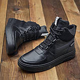 Чорні зимові чоловічі високі шкіряні кросівки на хутрі nike *Nb-14 зима*, фото 2
