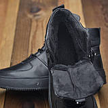 Чорні зимові чоловічі високі шкіряні кросівки на хутрі nike *Nb-14 зима*, фото 3