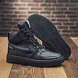 Чорні зимові чоловічі високі шкіряні кросівки на хутрі nike *Nb-14 зима*, фото 4
